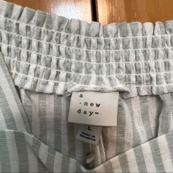 A New Day Linen Blend Striped Summer Dress Size Large NWT - Picture 3 of 7